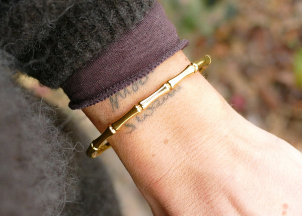 goudkleurige bamboo bangle stainless steel