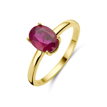 Afbeelding in Gallery-weergave laden, echt gouden ring met ovale robijn | 14 krt geel goud
