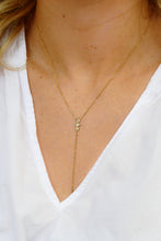 Afbeelding in Gallery-weergave laden, fijn goudkleurig Y collier met transparante stenen van stainless steel
