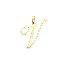 Afbeelding in Gallery-weergave laden, echt gouden sierlijke letter hanger van 14 krt geel goud
