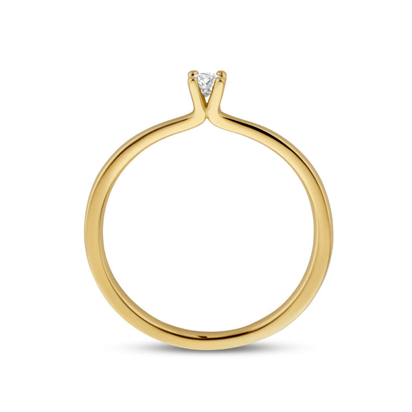 echt gouden ring met diamant van 0.15 crt | 14 karaat geel goud