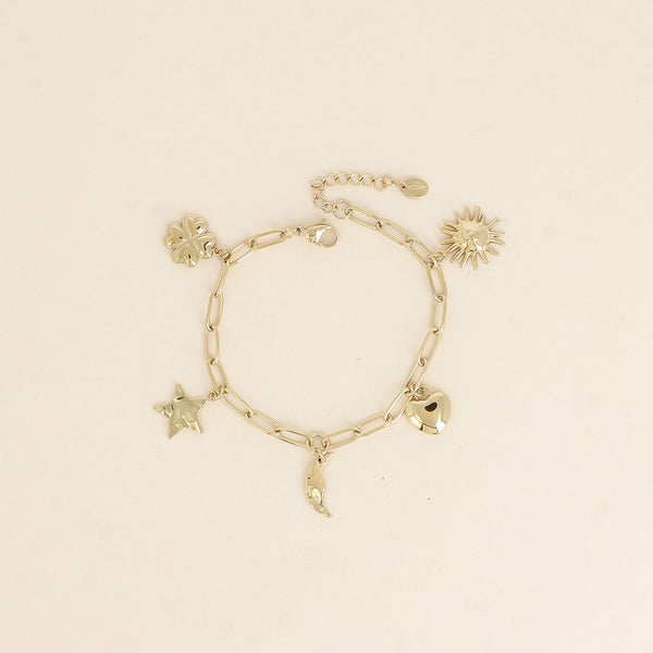 goudkleurige armband met bedels 🤍 stainless steel