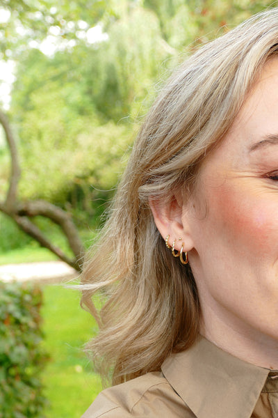 brede bolletjes oorringen  | echt zilver + laagje goud 10 mm