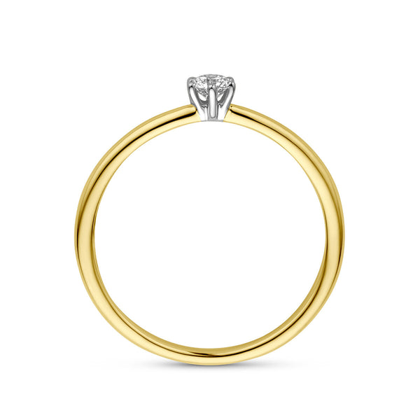 echt gouden ring met diamant van 0.10 crt | 14 karaat geel goud