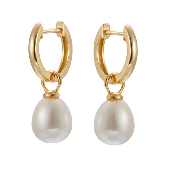goudkleurige oorringen met witte parels | echt zilver + laagje goud