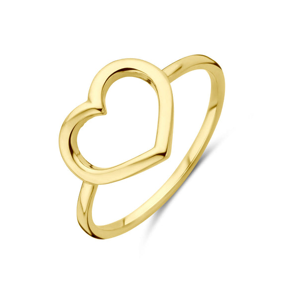 open hart ring 14 krt geel goud