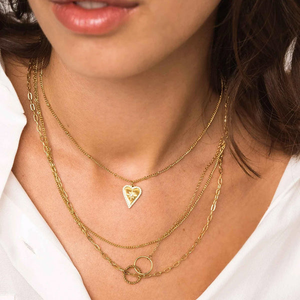 goudkleurig drie dubbel collier met open cirkels in elkaar | stainless steel