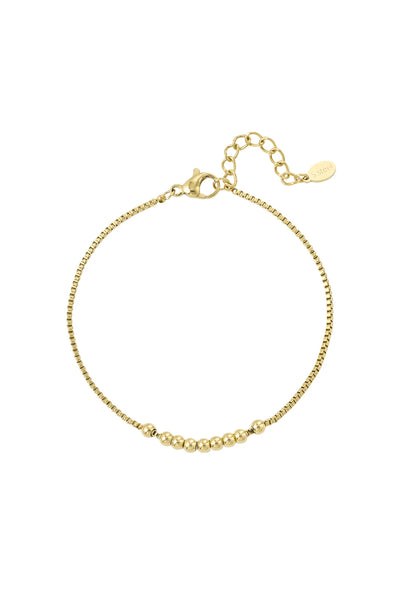fijn goudkleurig armbandje met bolletjes | stainless steel