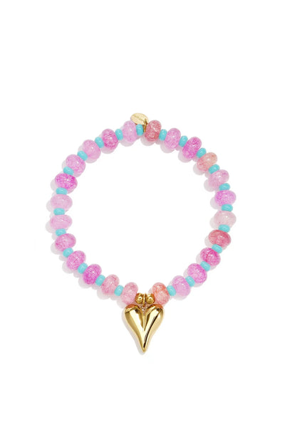 statement roze kralen armband op elastiek