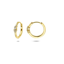 Afbeelding in Gallery-weergave laden, 9 krt geel gouden oorringen met zirkonia stenen | 12.5 mm
