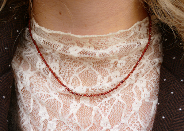 donker oranje fijn mineralen collier