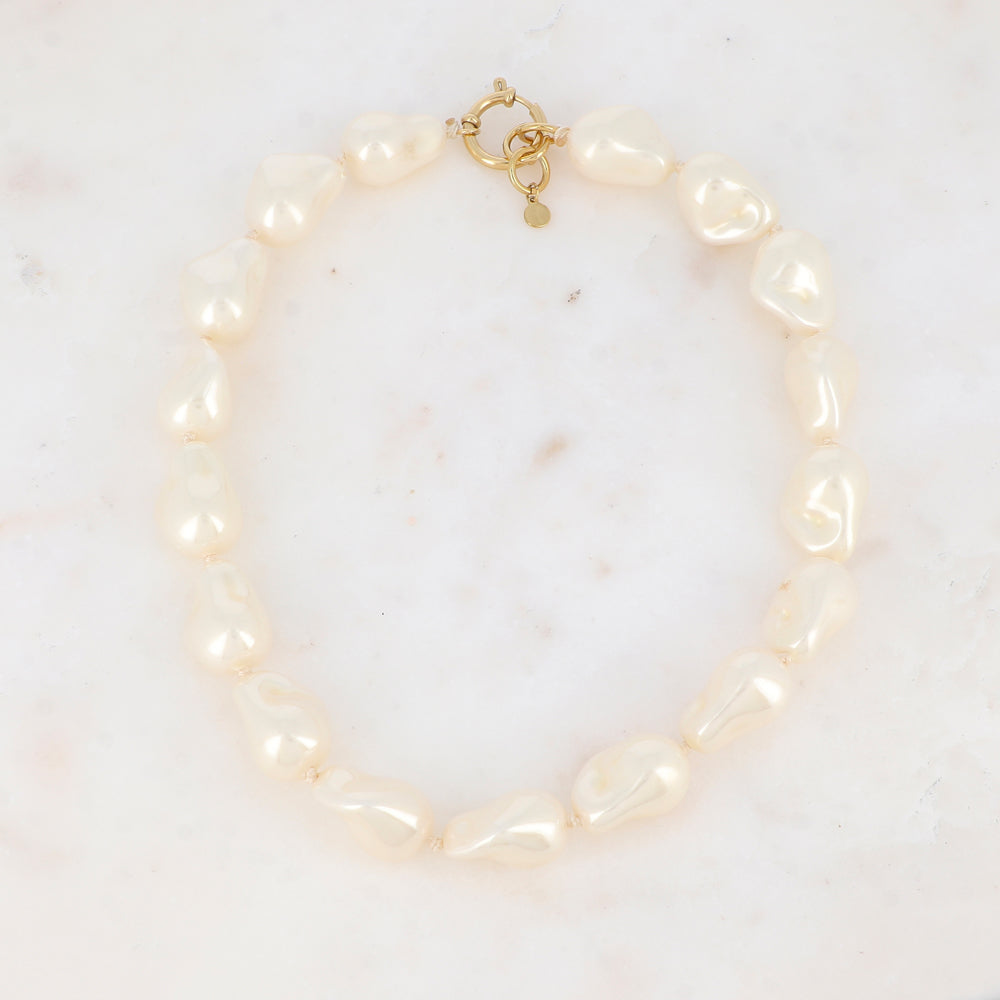 collier van witte grote parels met stainless steel slot