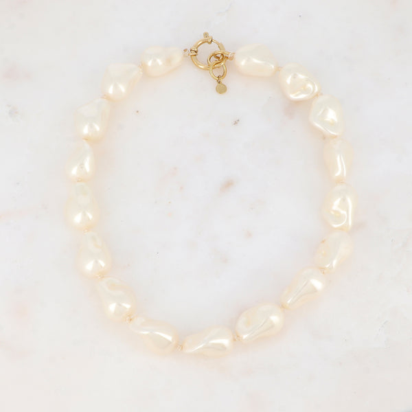 collier van witte grote parels met stainless steel slot