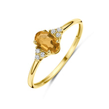 Afbeelding in Gallery-weergave laden, echt gouden ring met citrien en zirkonia 14 krt geel goud
