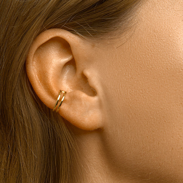dubbele earcuff | verguld goud van echt zilver