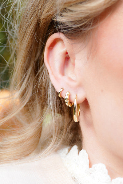 druppelvormige gladde oorringen | echt zilver + laagje goud | 21 mm