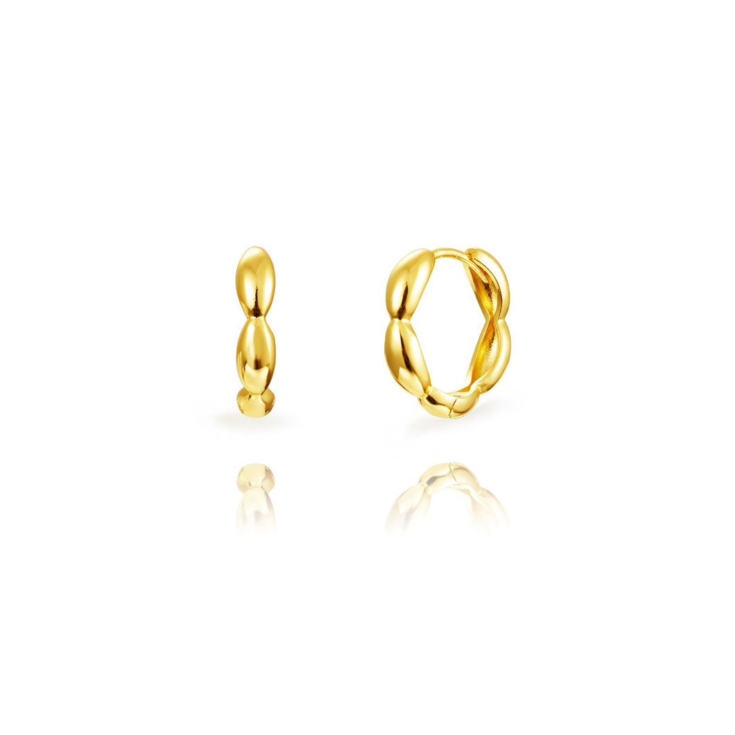 brede oorringen met patroon van echt zilver + laagje goud 20 mm
