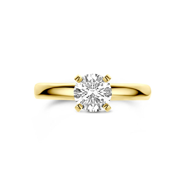 echt gouden ring met briljant geslepen lab grown diamant van 1 crt | 14 karaat geel goud
