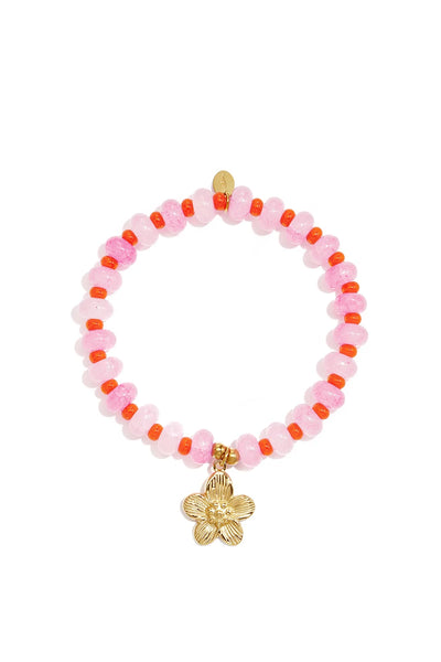 statement roze kralen armband op elastiek