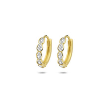 Afbeelding in Gallery-weergave laden, geel gouden oorringen met ovale zirkoniastenen 13 mm
