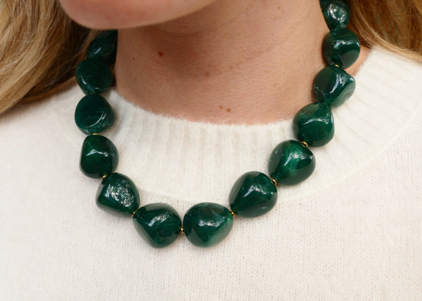 statement collier van grote groene kralen