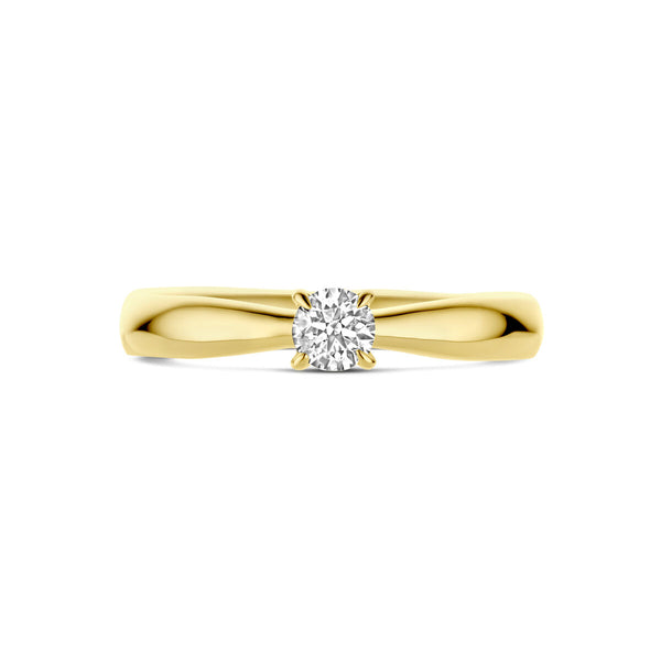 echt gouden ring met diamant van 0.25 crt | 14 karaat geel goud