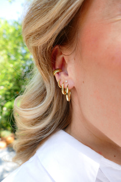brede gevlochten earcuff | verguld goud van echt zilver