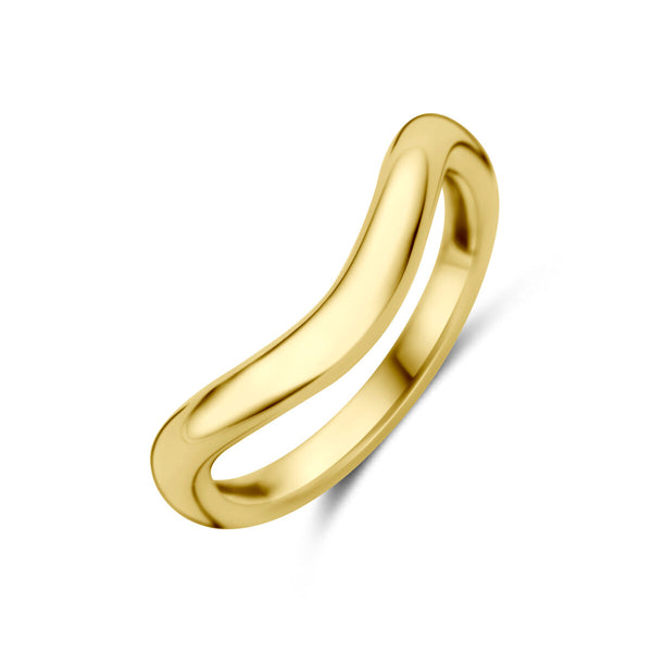 gladde brede wave ring | 14 krt geel goud