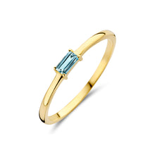 Afbeelding in Gallery-weergave laden, echt geel gouden ring met blauwe aquamarijn | 14 krt geel goud
