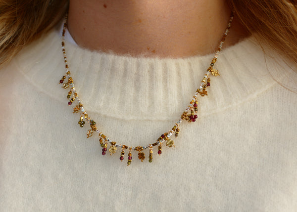 mixed metals collier met fijne mineralen | stainless steel
