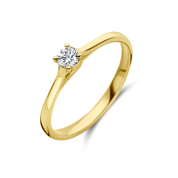 echt gouden ring met diamant van 0.15 crt | 14 karaat geel goud