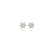 Afbeelding in Gallery-weergave laden, tijdloze diamanten oorknopjes met lab grown diamant in 6 poot chaton | 14 krt geel goud
