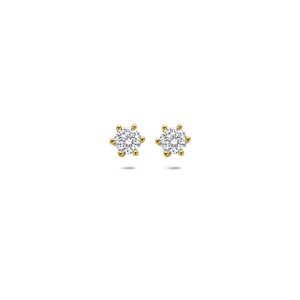 tijdloze diamanten oorknopjes met lab grown diamant in 6 poot chaton | 14 krt geel goud