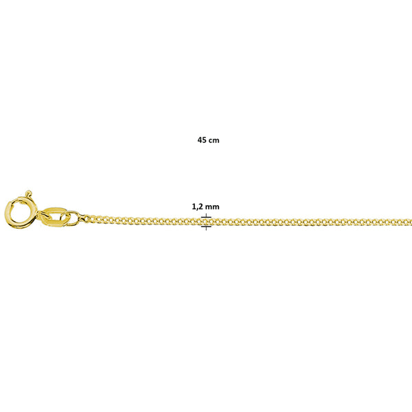 1.2 gourmet lengte collier 45 cm | echt zilver + 3 micron goud