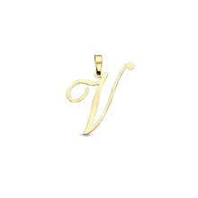 Afbeelding in Gallery-weergave laden, echt gouden sierlijke letter hanger van 14 krt geel goud 25.5 mm
