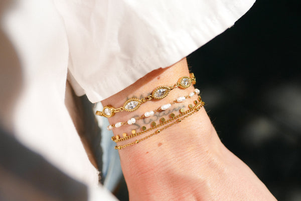 armband met ovale zirkonia stenen | stainless steel