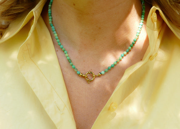 handgeknoopt zee groen turkoois mineralen collier