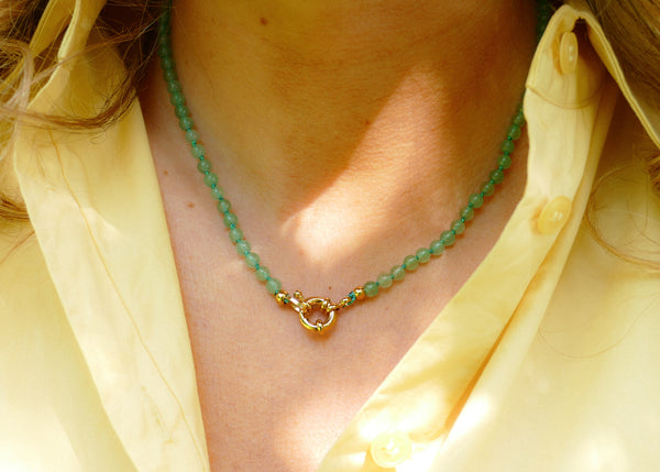 handgeknoopt groen aventurijn mineralen collier
