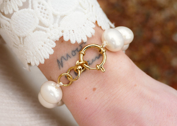 statement witte parels met groot slot