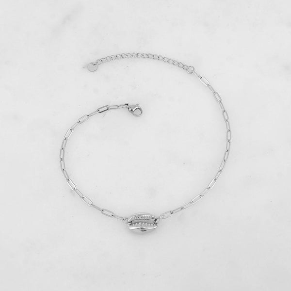 enkelbandje met schelpje | stainless steel