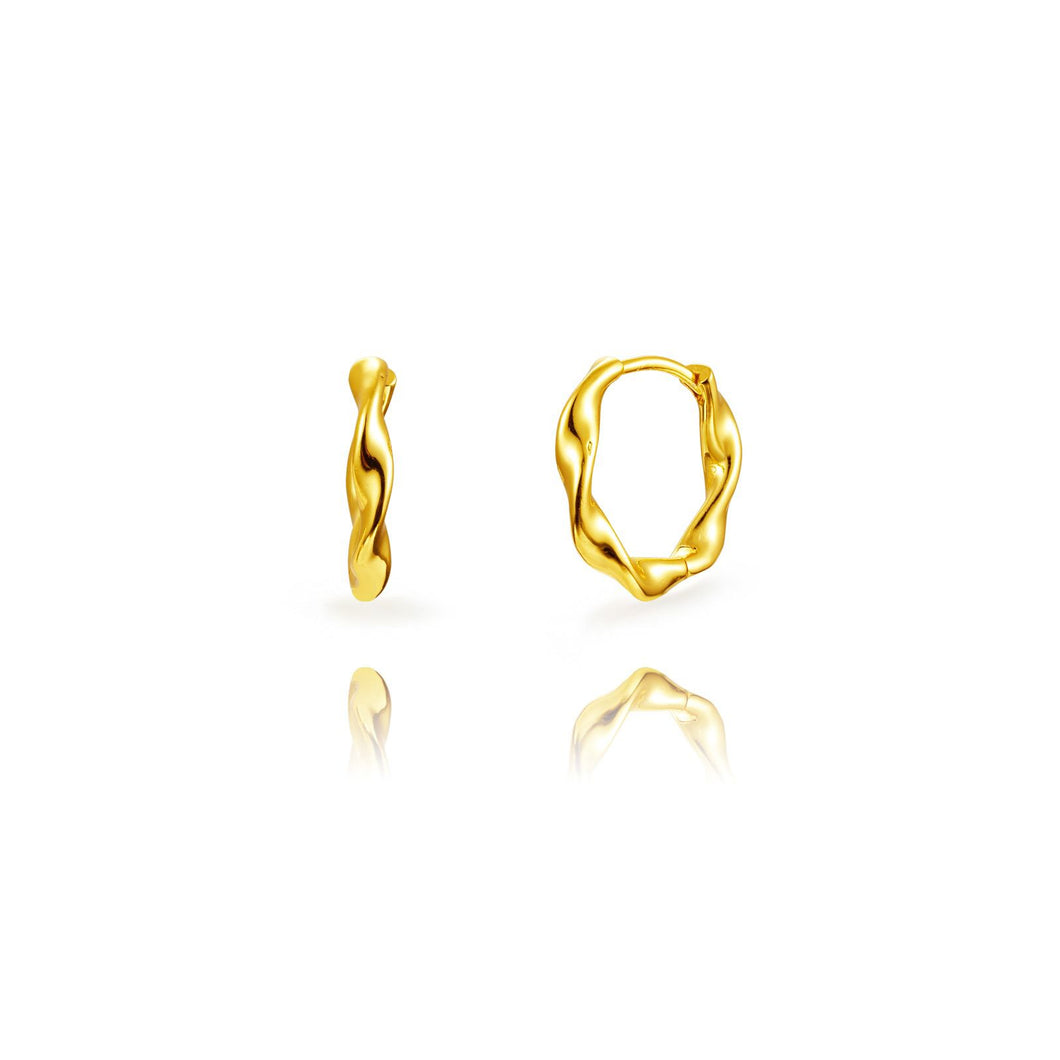 grof gevlochten oorringen van echt zilver + laagje goud 20 mm