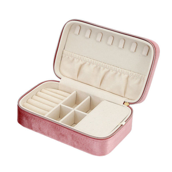 medium zacht roze velvet sieradenbox