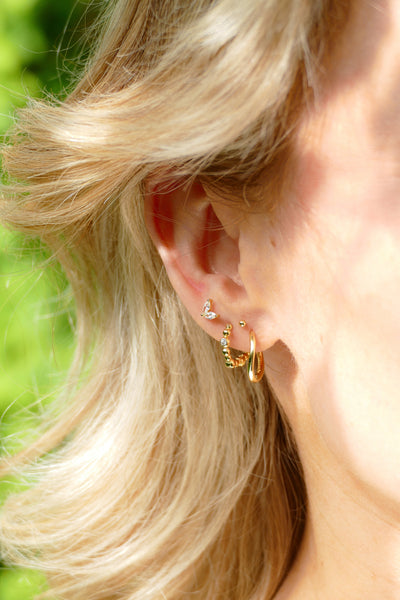verguld gouden dunne gladde wave oorringen | echt zilver | 15 mm