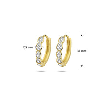 Afbeelding in Gallery-weergave laden, geel gouden oorringen met ovale zirkoniastenen 13 mm
