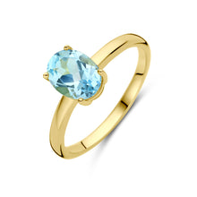 Afbeelding in Gallery-weergave laden, echt gouden ring met blauwe topaas | 14 krt geel goud
