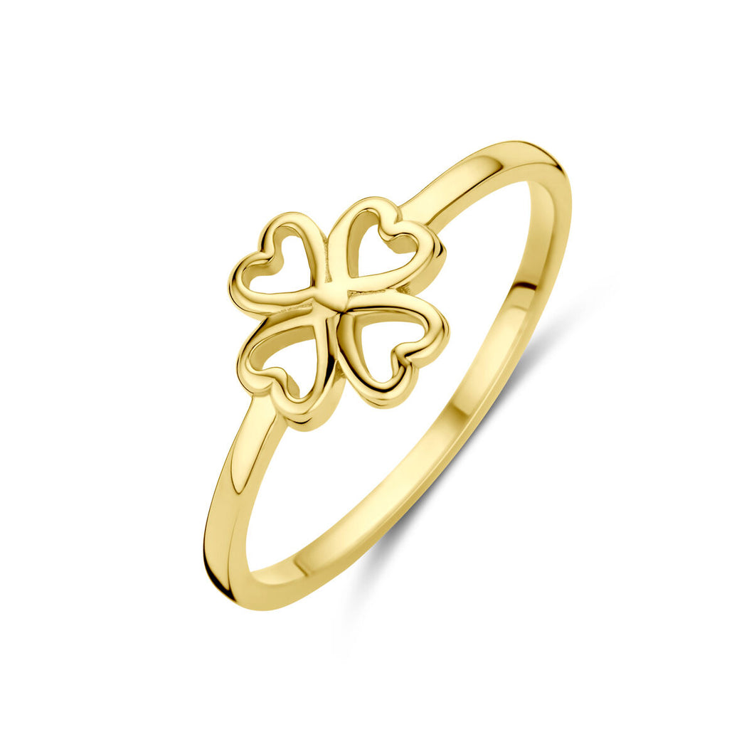 echt gouden ring klavertje vier ring 🍀  14 karaat geel goud