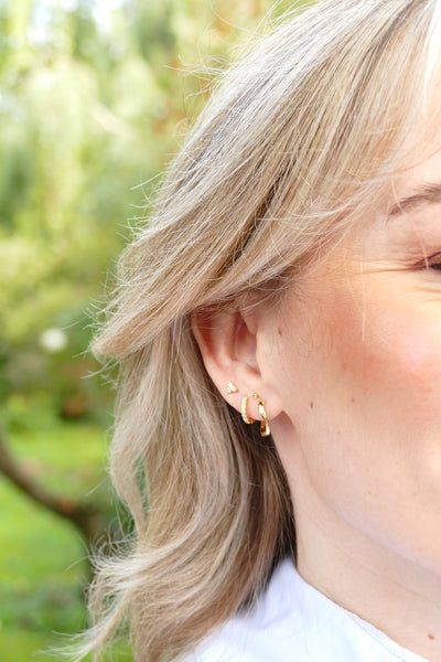verguld gouden dunne gladde wave oorringen | echt zilver | 13 mm