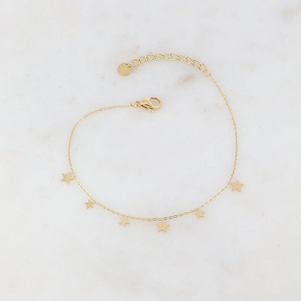 fijn goudkleurig armbandje met sterren stainless steel