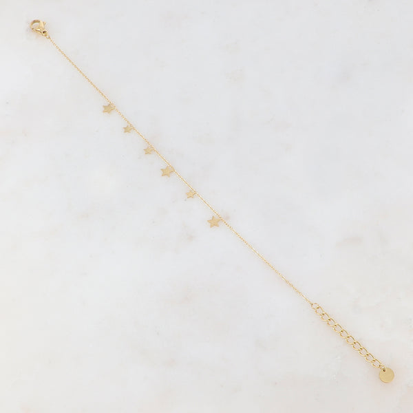 fijn goudkleurig armbandje met sterren stainless steel