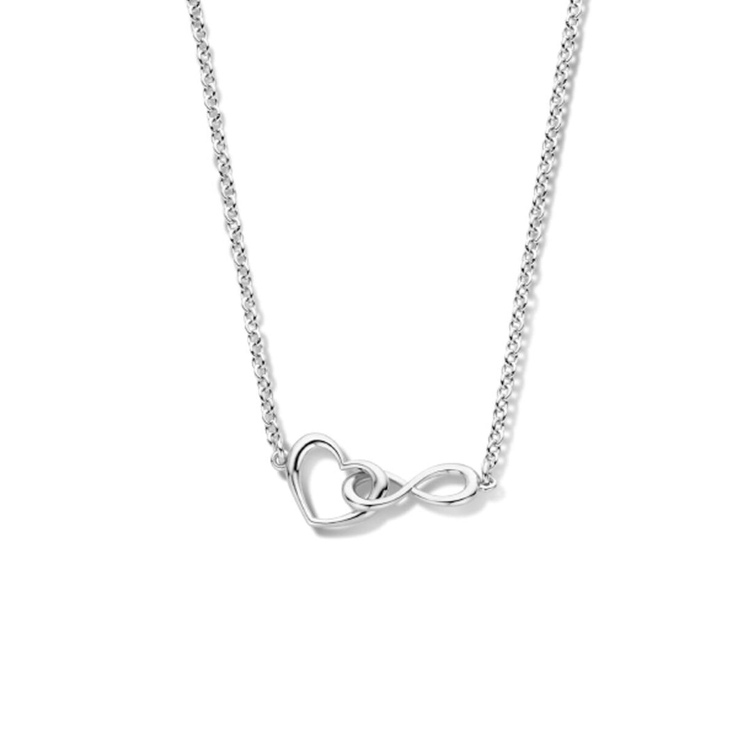 echt zilver kettinkje met hartje en infinity teken in elkaar